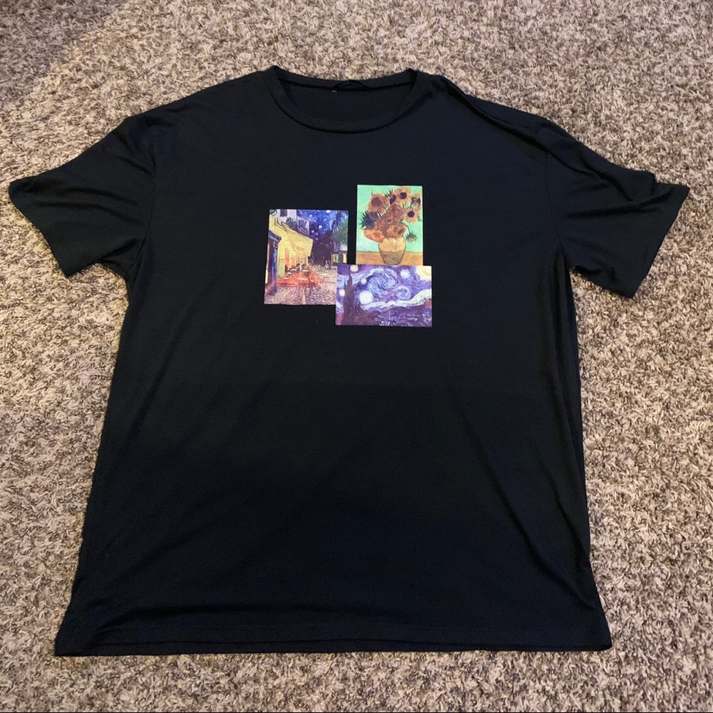 artwork print oversized black t-shirt